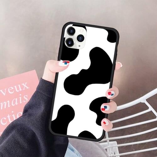 New White Black Cow Symbol Pattern Print Phone Case Cover for IPhone 12 6 6S 7 8 PLUS X XS XR MAX 11 PRO SE 2020 Back Case Cover