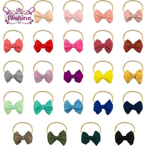 15*10 CM Solid Color Big Bowknot Baby Girls Hairband Toddler Soft Elastic Nylon Headband Princess Headwear Clothing Decoration