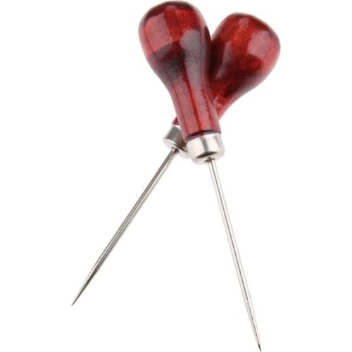 5Pcs 110mm Wood Metal Sewing Awls Leather Stitching Sewing Awl Repair Tool Sewing Punch Hole Hook Awl Leather DIY Handmade Tool