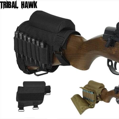 Tactical Buttstock Rifle Cheek Rest Pouch Ammo Cartridges Holder Carrier Pouch Airsoft Hunting Shooting Shell Bag Protect Case
