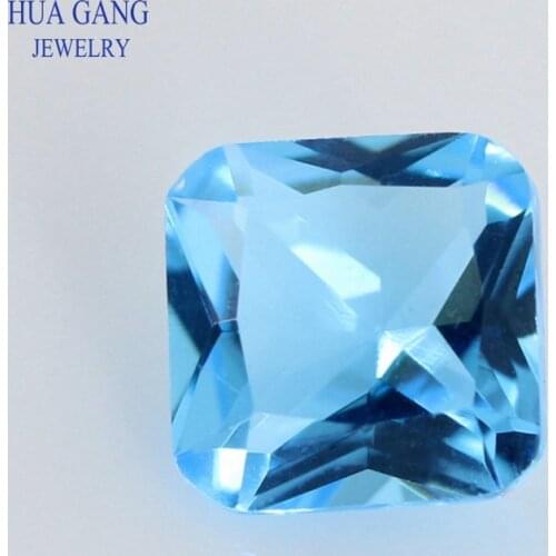 Dark Sea Blue Color Square Octangle Shape Princess Cut Loose Glass Beads Synthetic Gems For Jewelry Size 3x3~15x15mm