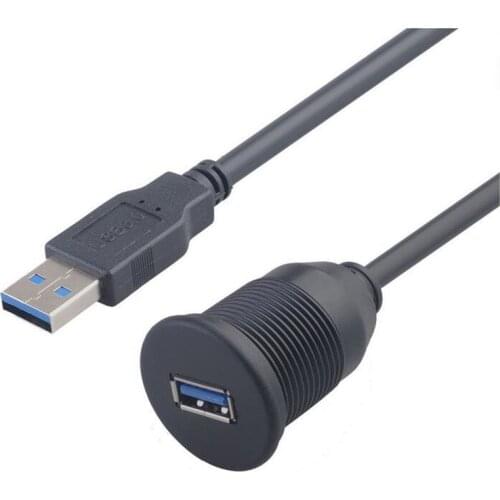 USB 3.0 Male to USB 3.0 Female AUX Flush Mount Car Mount Extension Cable for Car Truck Boat Motorcycle Dashboard Panel