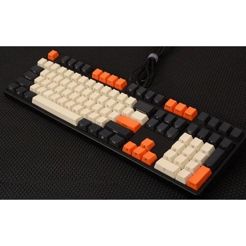 NPKC Vintage Style OEM Thick PBT Keycaps ANSI ISO Darkgray Beige Orange for Cherry MX Switches Mechanical Keyboards