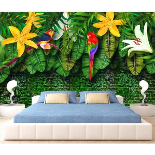 WDBH Custom photo 3d wallpaper HD hand painted European pastoral style tropical rain forest living room wallpaper for walls 3 d