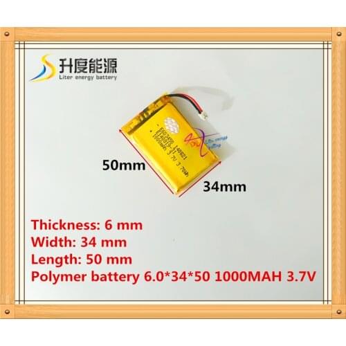 XH1.5 Li-polymer MODEL 603450 063450 1000mah 3.7V lithium polymer battery MP3 MP4 GPS The connector