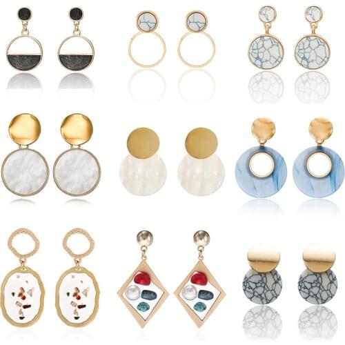 2020 Round Dangle Earrings For Women Fashion Statement Circle Drop Earrings Gold Color Jewerly Accessories