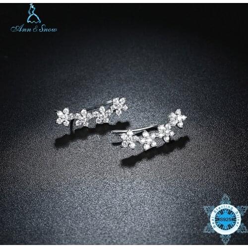 Ann & Snow Fashion 925 Sterling Silver Shiny Cute Cubic Zirconia Crystal Beads Earrings for Women Wedding E067