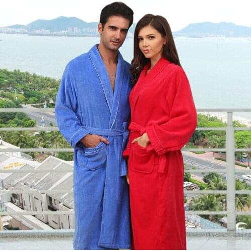 2015Winter hotsell pure cotton velour velvet bathrobes robe Unisex long-sleeve bathrobes thicken plus size home casual sleepwear