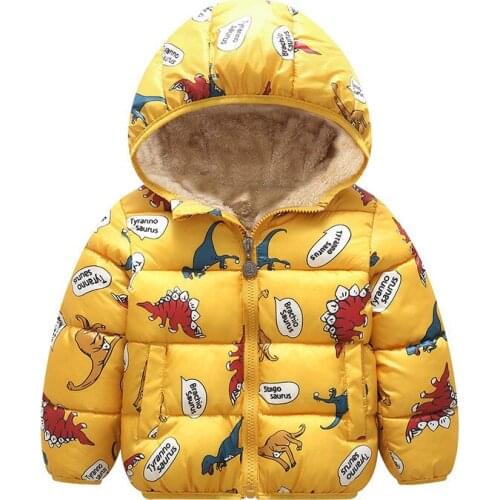 Winter Kids Zipper Hooded Jackets New Childrens Plus Velvet Thick Down Cotton Jacket Baby Boys Girls Cotton Padded Jacket