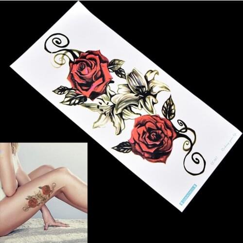 1pcs 10*20CM Temporary Rose Tattoo Sticker For Women Girl Arm Body Leg Big Large Fake Tattoo Sticker