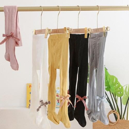 1pc Kids Tights Bowknot Design Skin Friendly Breathable Baby Girls Pantyhose for Dancing Girl 6 Color Pantyhose for Daily Gifts