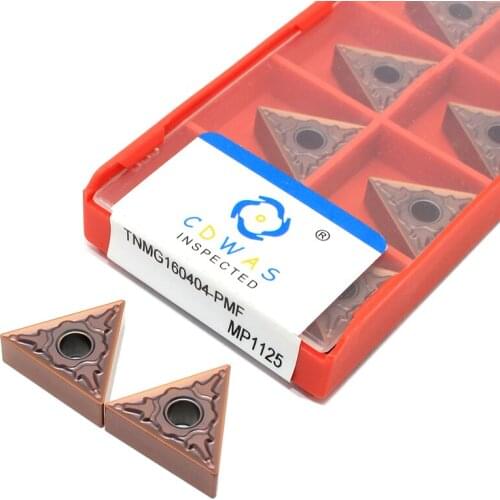10PCS TNMG160404 PMF MP1125 External Turning Tool TNMG 160404 High Quality Carbide Inserts Lathe Cutter Tool for Stainless Steel