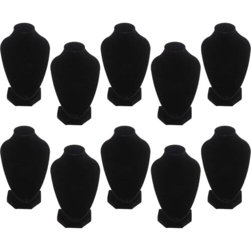 10x Black Velvet Jewelry Bust Display Stands Rack Organizer 5.91x3.94