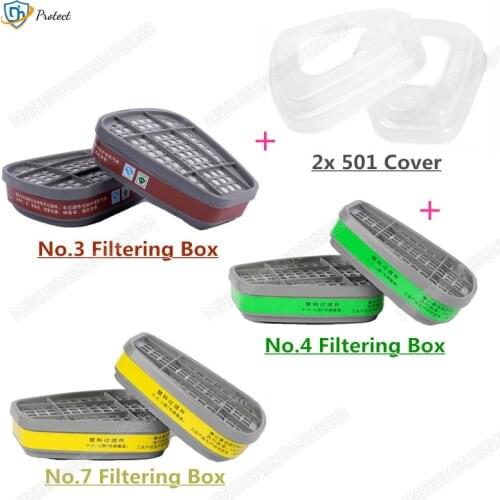 2pcs/Set New Gas Mask Replaceable Filtering Cartridge Box For 6200/7502/6800 Mask Chemical Respirator Painting Spraying Safety