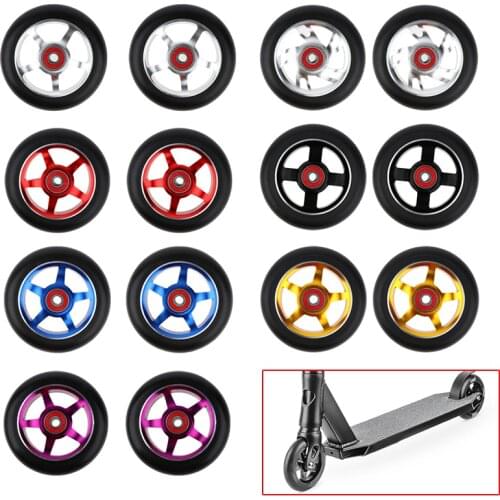 2pcs Replacement 100mm Push/Kick/Stunt Scooter Wheels Replacements with 608 ABEC-9 Bearings & Bushings Scooter Parts Accessories