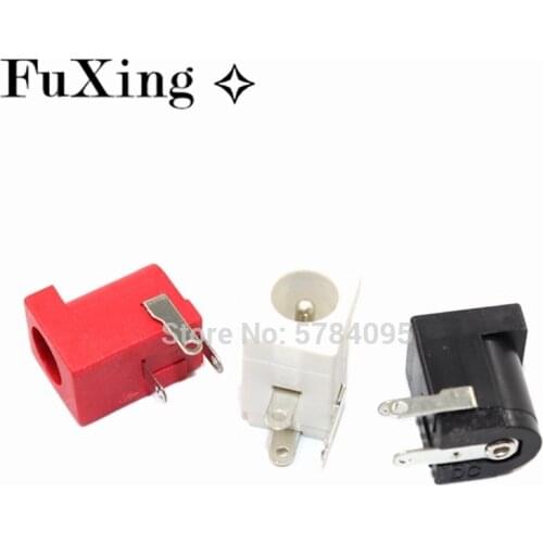 20P Sales DC-005 Black White Red DC Power Jack Socket Connector DC005 5.5*2.1mm 5.5*2.5mm 5.5*2.5 2.1Socket Round The needle 005
