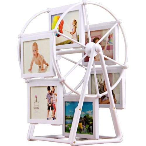 3inch Ferris Wheel Photo Frame Rack Creative Windmill Shape Picture Frames Can Put in 12 Photos Ornaments for Desk Home Decor