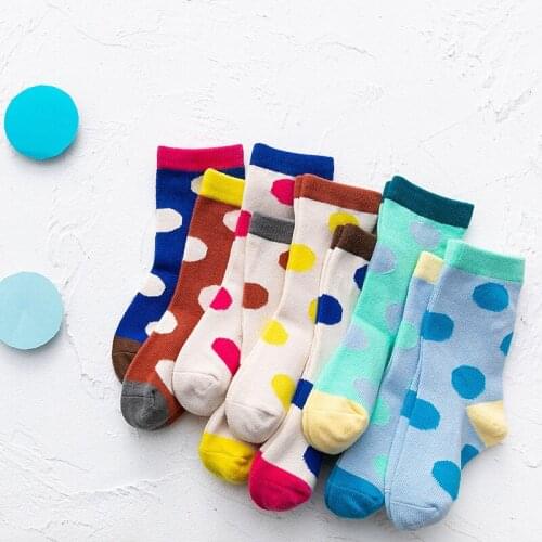 3 Pair/lot Tide Children Socks Autumn Winter New Cotton Kids Socks Cute Boys and Girls Combed Cotton Polka Dots Student Socks