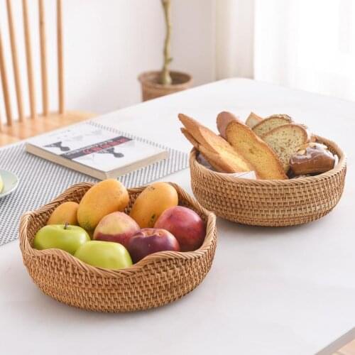3pcs per lot different size storage baskets woven rattanbread basket for fruit box rattan basket straw stackable basket