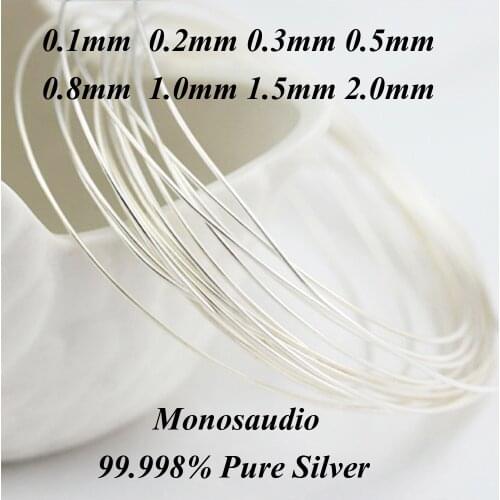 99.998% High Purity Solid Pure Silver Hifi Audio DIY Headphone Earphone Cable Signal Line Bare Wire 0.1mm-2.0mm