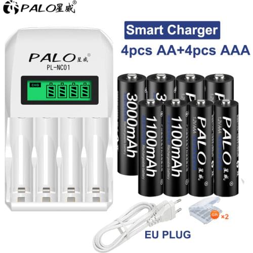 PALO 1.2V NI-MH AA Rechargeable Battery+1.2V NI-MH AAA Rechargeable Battery AA AAA Batteries For Toys, Cameras, Flashlights