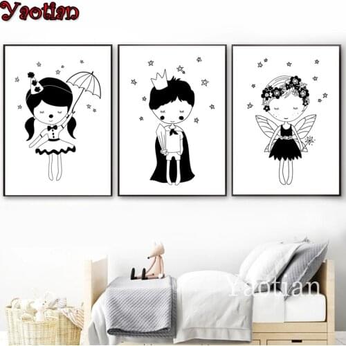 Diamond embroidery 3 pcs Little Prince Fairy mosaic diamond 5d DIY full square round 3d diamond painting For Kids Bedroom decor