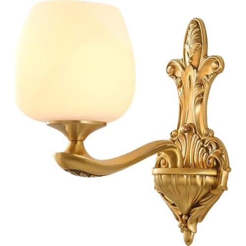 American wall lamp country bedroom bedside lamp creative simple full copper mirror headlight aisle living room stairs wall lamps