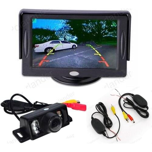 Wireless 4.3 Inch Car Rear View Monitor Supports DVD VCD + 7 LED Rearview Camera+Video Transmitter & Receiver Kit
