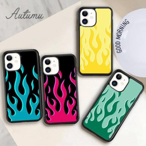 Colored fire Flames Phone Case for iPhone 11 12 Pro Max mini X XR XS SE 2020 5 6S 7 8 Plus Samsung Galaxy S8 S9 S10 Cover shell