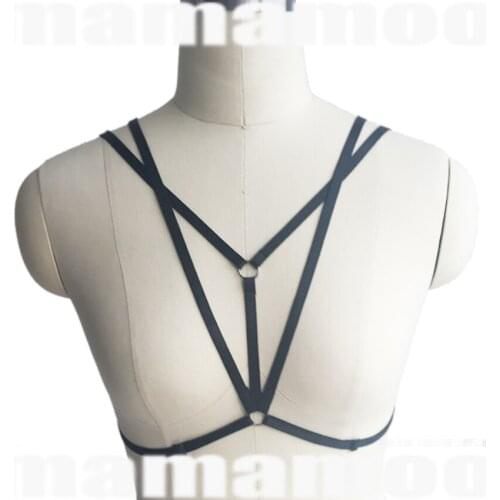 Black women body harness sexy handmade harness lingerie harajuku harness cage bra fetish wear harness bea belt