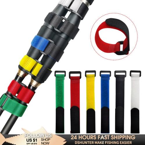 10PCS Reusable Fishing Rod Tie Holders Straps Belts Suspenders Fastener Hook Loop Cable Cord Ties Belt Fishing Tackle Tool