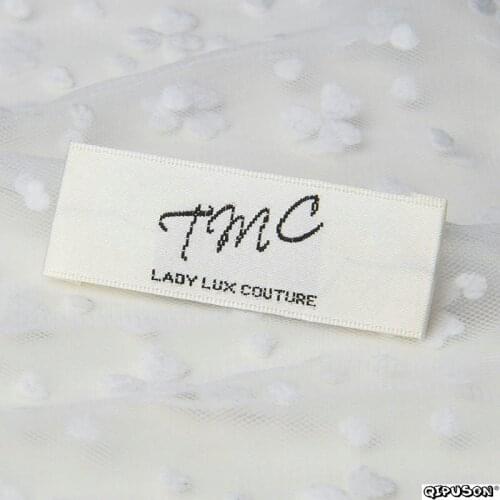 DH004 custom logo brand name woven clothing labels tags customized clothes garment etiquetas main label tag for clothing labels