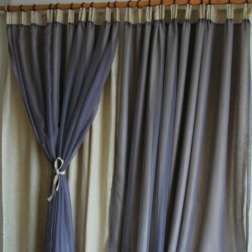 Double Layer Natural Linen Curtain and Tulle Orginal Hemp Curtains Semi-blackout cortinas for Living Room Bedroom Window Curtain