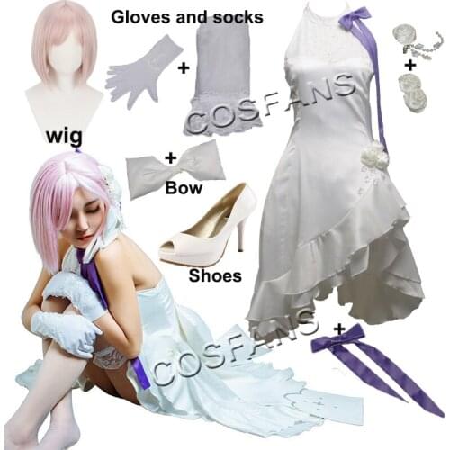FGO Fate Grand Order Orchestra Performed Concert Symphony Mash Kyrielight Dress Outfit Anime Cosplay Costumes Wigs and shoes