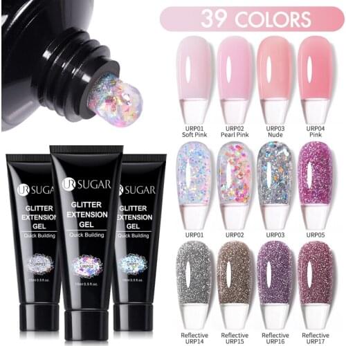 UR SUGAR Glitter Extension Gel Nail 15ml Gel Polish For Extension Nude Color Building Gel All For Manicure Acrylic UV Nail Art
