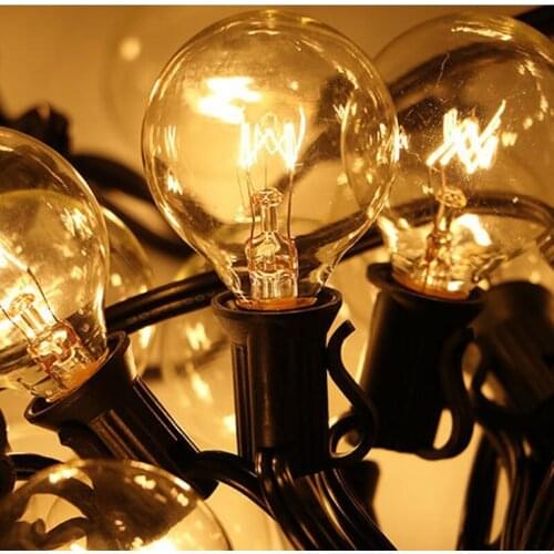 G40 String Light Fairy Party Garland String Light Warm White Clear Bulb Outdoor Wedding Decorating Light Outdoor Garland Wedding