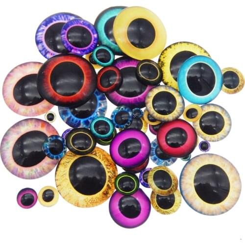 Julie Wang 6-30MM Multi Size Lucky Evil Eye Glass Flatback Scrapbooking Dome Cabochons dragon cat animal Eyeballs Craft DIY