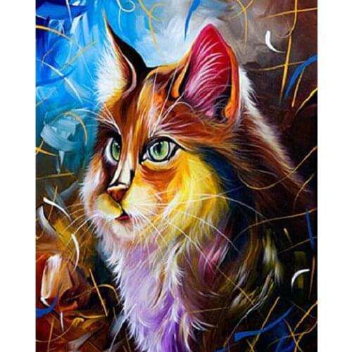 YIKEE Painting Diamond Cat Handmade Needlework DIY Diamond Embroidery Mosaic Rhinestone Picture y383