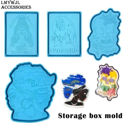 Creative Storage Box Epoxy Resin Mold DIY Tea Cup Tray Cosmetic Storage Box Resin Silicone Mold Handicraft Making Accessories