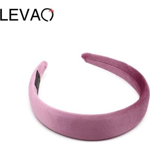 LEVAO Candy Colored Hairband Fashion Women Silk Velvet Sponge Headband Girl Hair Band Hair Accessories Solid color Simple Retro