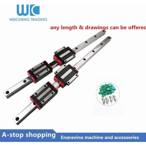 HGR15 2200/2250mm Linear Rail Guide with HGW15CC Linear Rail Slide Flange Block CNC Parts Printing Machinery