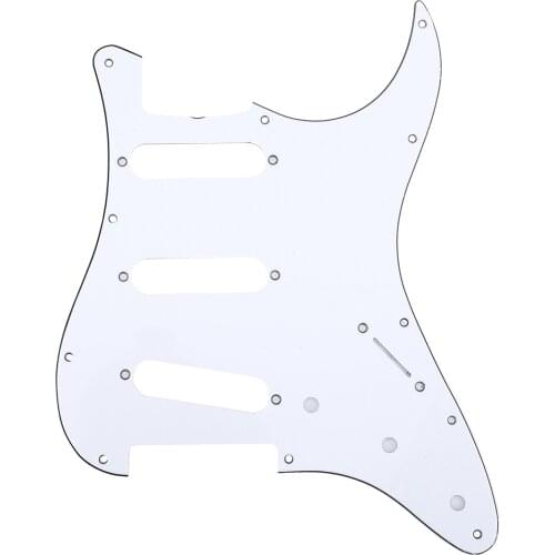 Musiclily Pro 11-Hole 62 Strat SSS Guitar Pickguard for MIJ JPN Japan Stratocaster, 3Ply White
