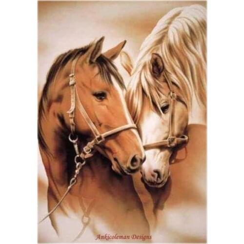 Embroidery Counted Cross Stitch Kits Needlework - Crafts 14 ct DMC Color DIY Arts Handmade Decor - Horses in Love