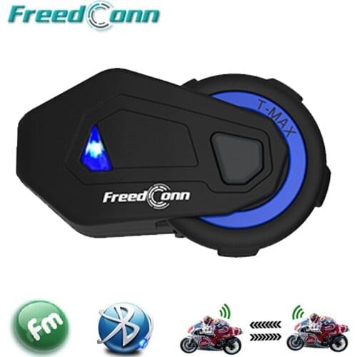 FreedConn T-MAX Motorcycle Bluetooth Intercom Helmet Headset 1000M Group Talk System 6 Riders BT Interphone FM Radio Waterproof
