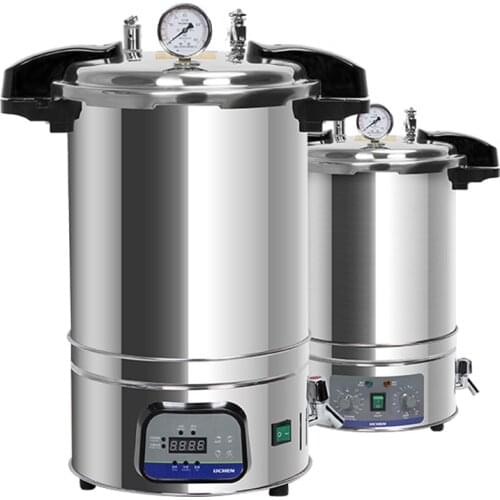 220V Digital Display Portable High Pressure Steam Sterilizer Double Scale 304 Food Grade Stainless Steel High Temperature