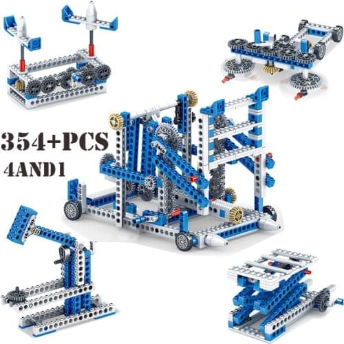 DIY Assembly Bricks Stem Toys For Children Mechanical Gear Technic Building Blocks Engineering 4 In 1 Kids Educational Toys Gift