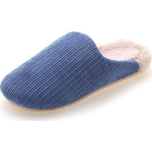 Women Slippers Winter Men Flip Flops Corduroy Couple Indoor Non-Slip Shoes Fashion Home Floor Slides Flat Casual Silent