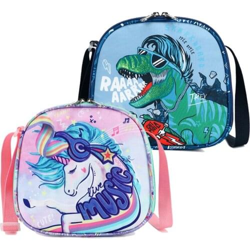 Girls Boys Cartoon Lunch Bags for Children Unicorn Dionsaur Aluminum Film Heat Food Preservation Bag Outdoor Picnic Bag Ice Pack