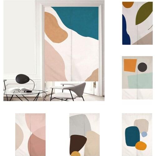 Morandi Cloth Door Curtain Kitchen Bathroom Geomantic Partition Curtain Half Panel Curtain Home Decoration