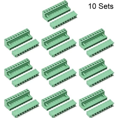Uxcell 10 Pin 5.08mm Pitch Male Female PCB Screw Terminal Block Connector 10 Sets